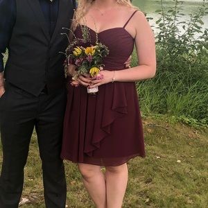 Short Crinkle Chiffon Dress with Front Cascade